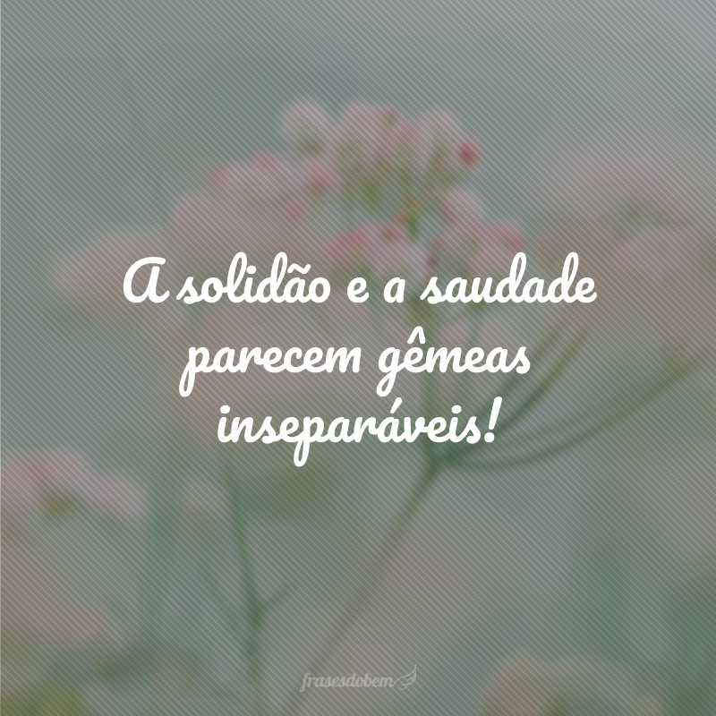 A solidão e a saudade parecem gêmeas inseparáveis!