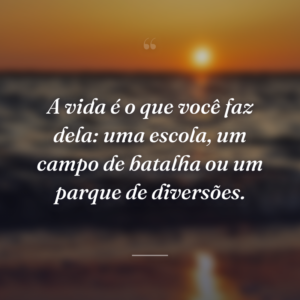 A vida é o que você faz dela: uma escola, um campo de batalha ou um parque de diversões.