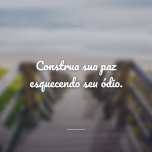 Construa sua paz esquecendo seu ódio.