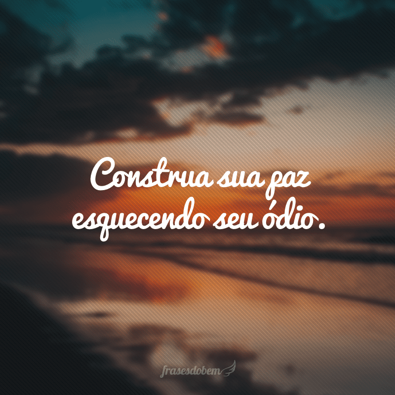 Construa sua paz esquecendo seu ódio.