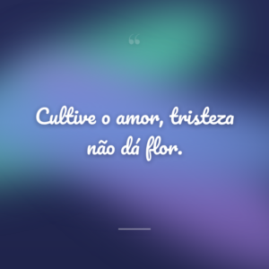 Cultive o amor, tristeza não dá flor.