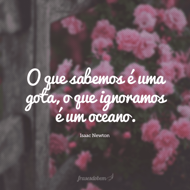 O que sabemos é uma gota, o que ignoramos é um oceano.