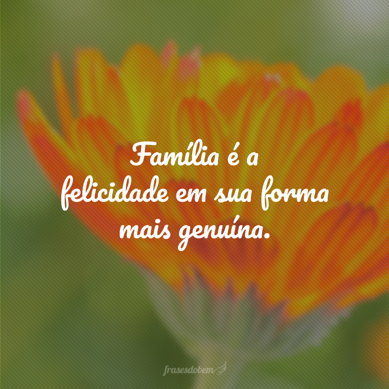 Família é a felicidade em sua forma mais genuína.