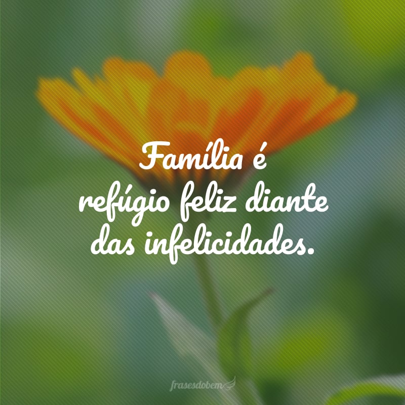 Família é refúgio feliz diante das infelicidades.