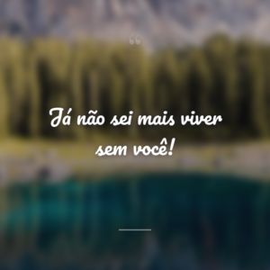 Já não sei mais viver sem você!