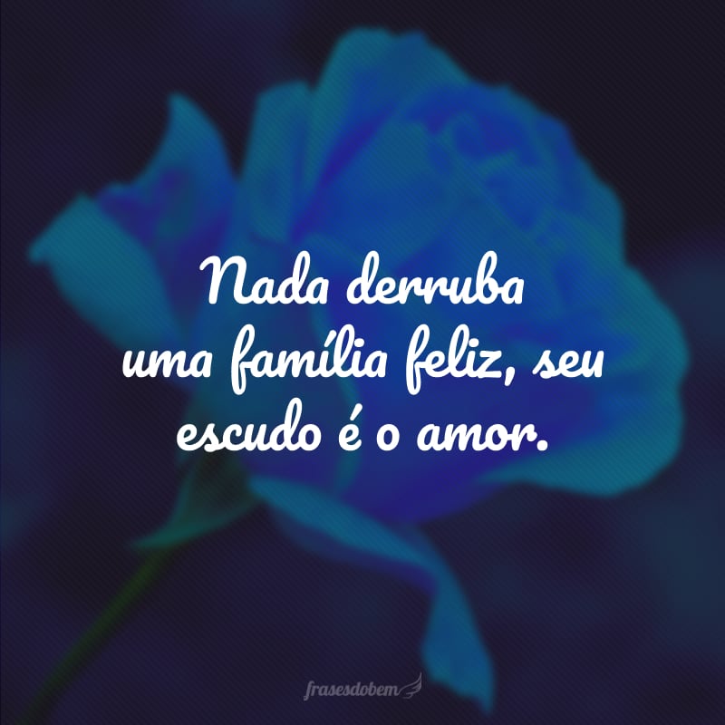 Nada derruba uma família feliz, seu escudo é o amor.