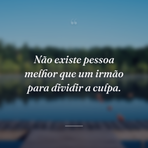 Não existe pessoa melhor que um irmão para dividir a culpa.