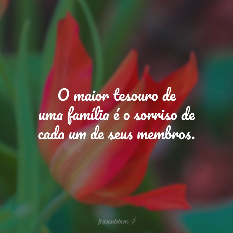 O maior tesouro de uma família é o sorriso de cada um de seus membros.