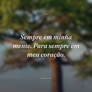 Sempre em minha mente. Para sempre em meu coração.