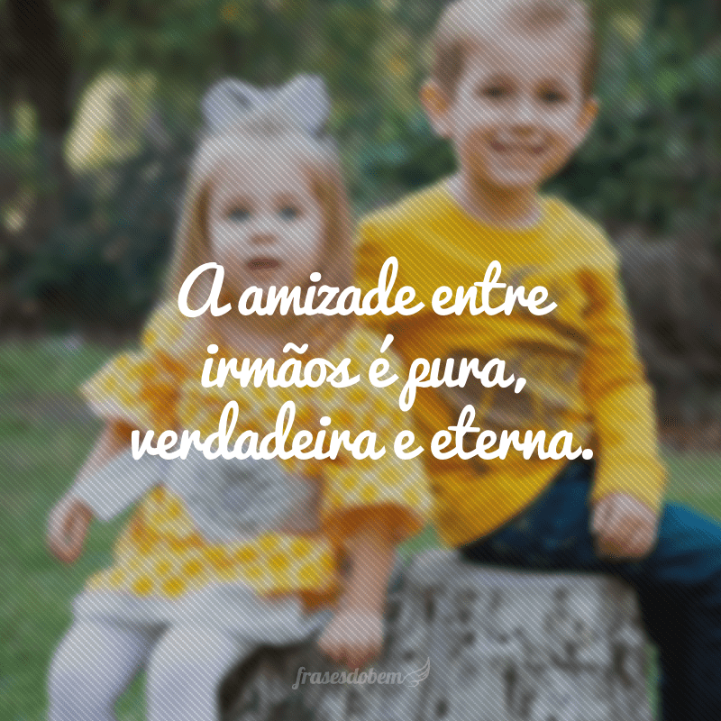 A amizade entre irmãos é pura, verdadeira e eterna.