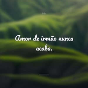Amor de irmão nunca acaba.