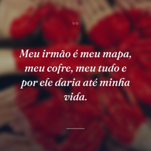 Meu irmão é meu mapa, meu cofre, meu tudo e por ele daria até minha vida.