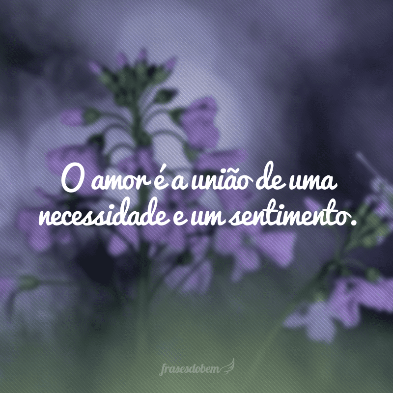 O amor é a união de uma necessidade e um sentimento.