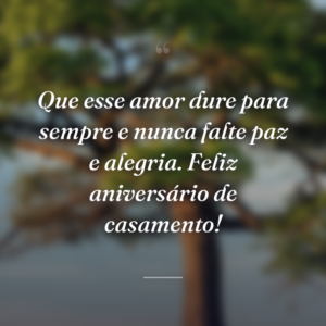 Que esse amor dure para sempre e nunca falte paz e alegria. Feliz aniversário de casamento!