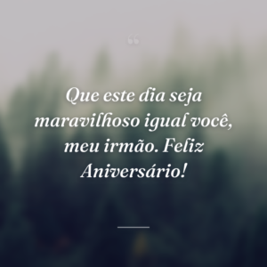 Que este dia seja maravilhoso igual você, meu irmão. Feliz Aniversário!