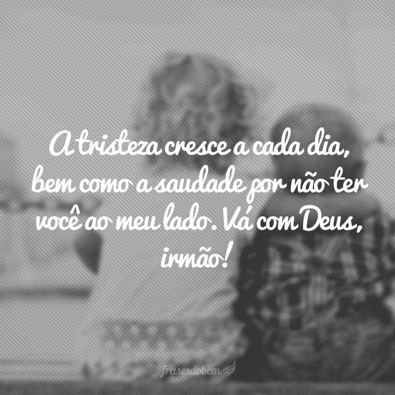 A tristeza cresce a cada dia, bem como a saudade por não ter você ao meu lado. Vá com Deus, irmão!