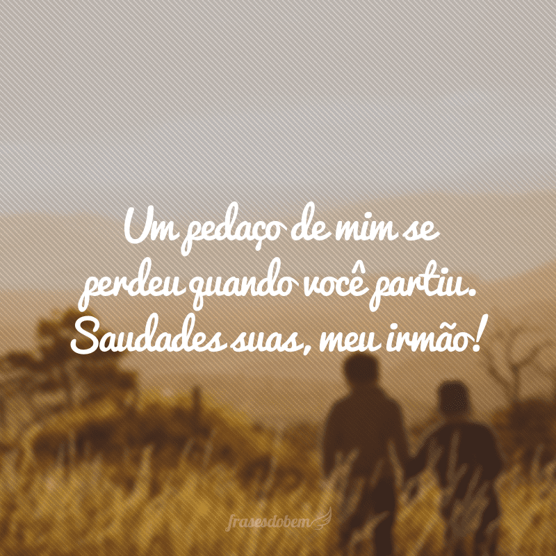 Um pedaço de mim se perdeu quando você partiu. Saudades suas, meu irmão!