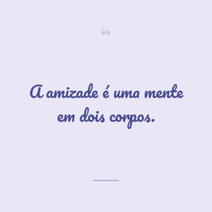 A amizade é uma mente em dois corpos.