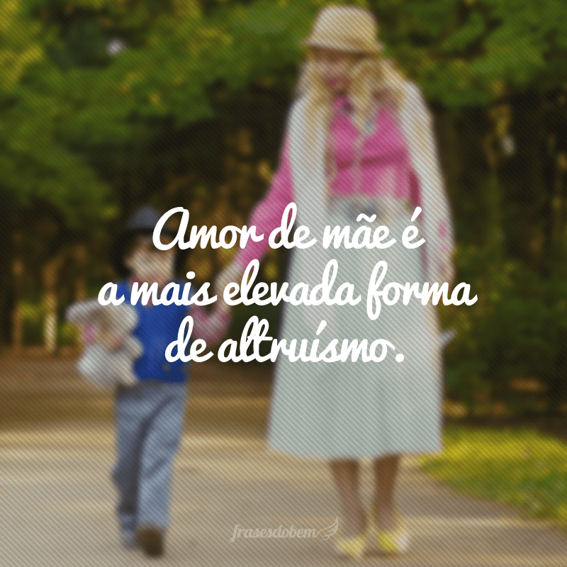 Amor de mãe é a mais elevada forma de altruísmo.