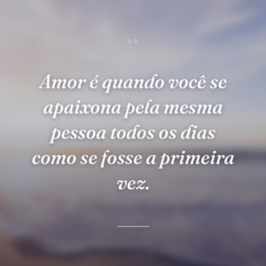 Amor é quando você se apaixona pela mesma pessoa todos os dias como se fosse a primeira vez.