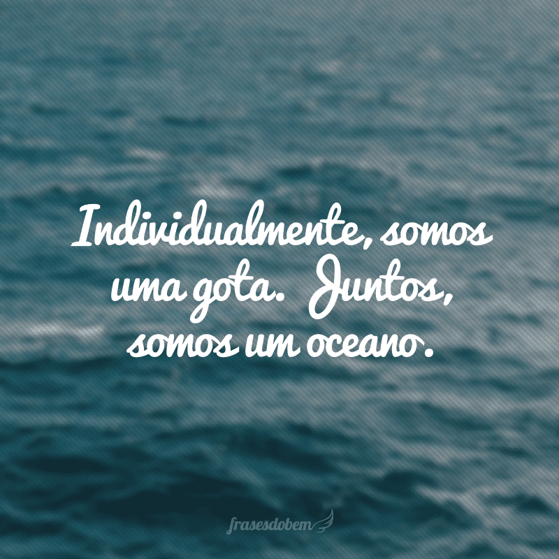 Individualmente, somos uma gota. Juntos, somos um oceano.