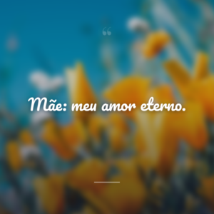 Mãe: meu amor eterno.