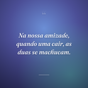Na nossa amizade, quando uma cair, as duas se machucam.