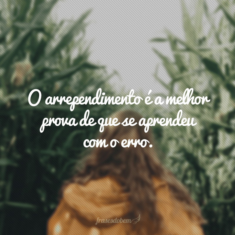 O arrependimento é a melhor prova de que se aprendeu com o erro.