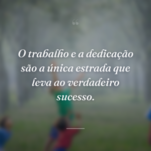 O trabalho e a dedicação são a única estrada que leva ao verdadeiro sucesso.