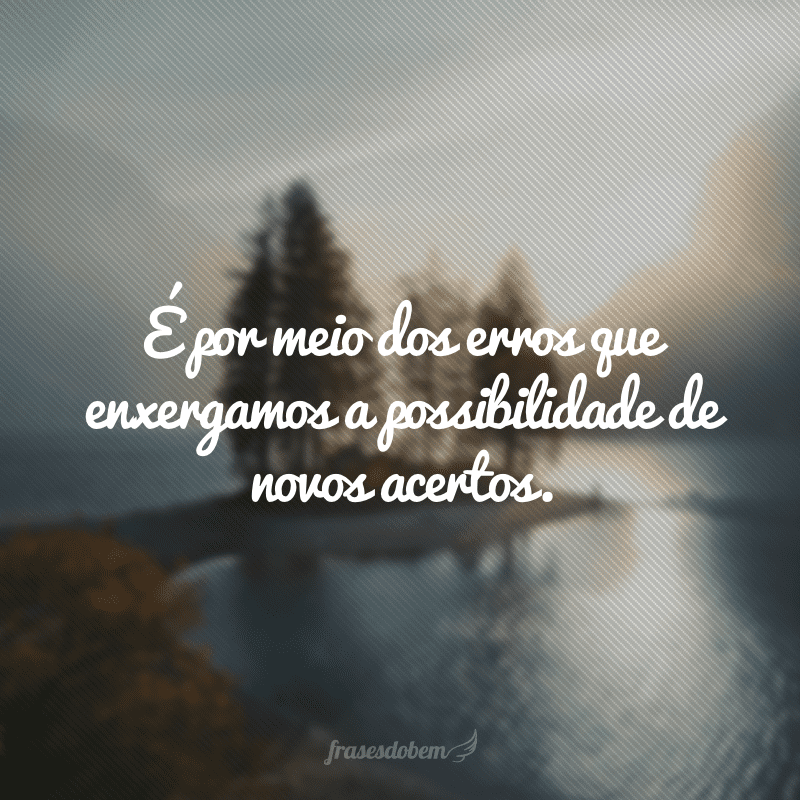 Ã‰ por meio dos erros que enxergamos a possibilidade de novos acertos.