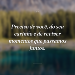 Preciso de você, do seu carinho e de reviver momentos que passamos juntos.