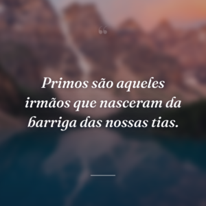 Primos são aqueles irmãos que nasceram da barriga das nossas tias.