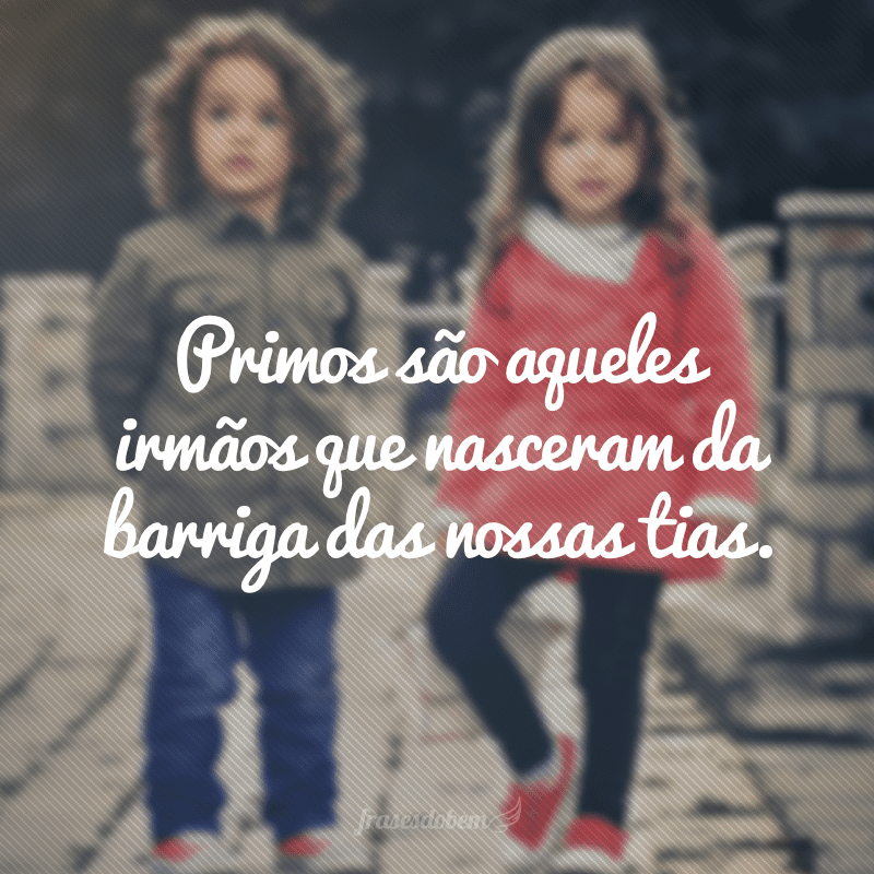 Primos são aqueles irmãos que nasceram da barriga das nossas tias. 