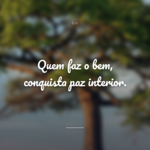 Quem faz o bem, conquista paz interior.
