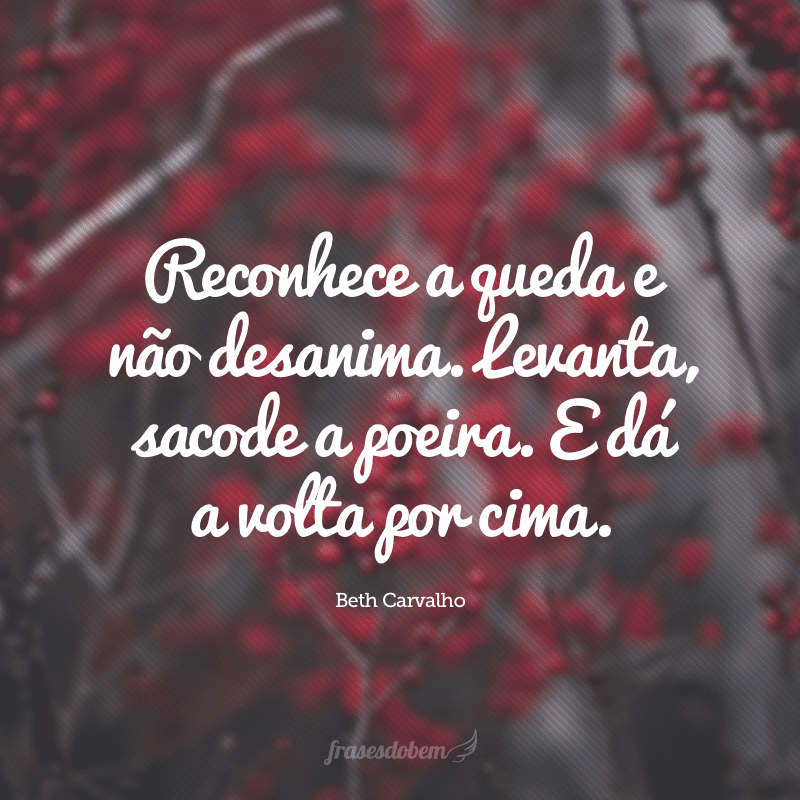 Reconhece a queda e não desanima. Levanta, sacode a poeira. E dá a volta por cima.