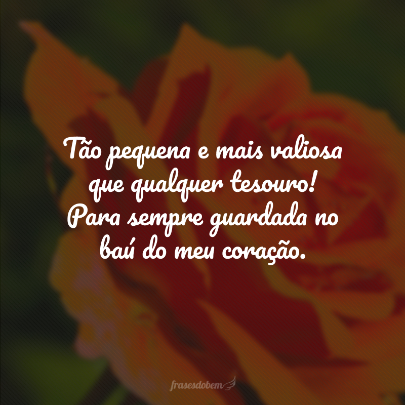 Tão pequena e mais valiosa que qualquer tesouro! Para sempre guardada no baú do meu coração.