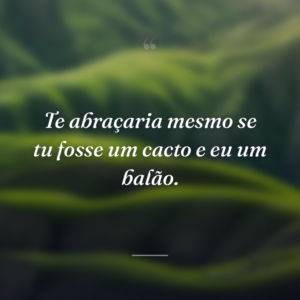 Te abraçaria mesmo se tu fosse um cacto e eu um balão.