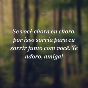 Se você chora eu choro, por isso sorria para eu sorrir junto com você. Te adoro, amiga!