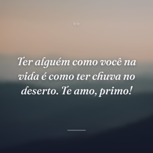 Ter alguém como você na vida é como ter chuva no deserto. Te amo, primo!