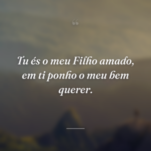 Tu és o meu Filho amado, em ti ponho o meu bem querer.