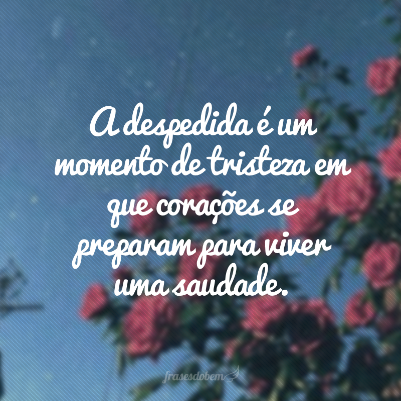 A despedida é um momento de tristeza em que corações se preparam para viver uma saudade.