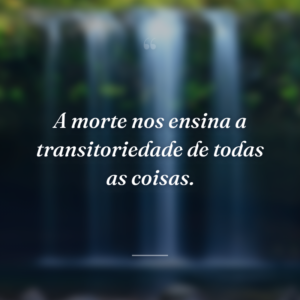 A morte nos ensina a transitoriedade de todas as coisas.