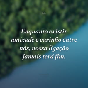 Enquanto existir amizade e carinho entre nós, nossa ligação jamais terá fim.