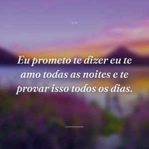 Eu prometo te dizer eu te amo todas as noites e te provar isso todos os dias.