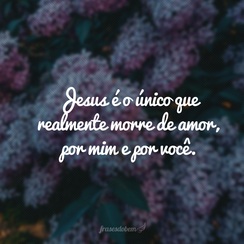 Jesus é o único que realmente morre de amor, por mim e por você. 