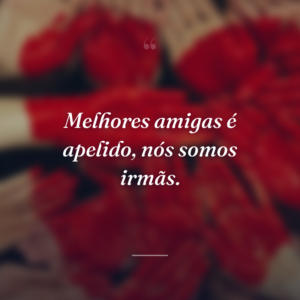 Melhores amigas é apelido, nós somos irmãs.