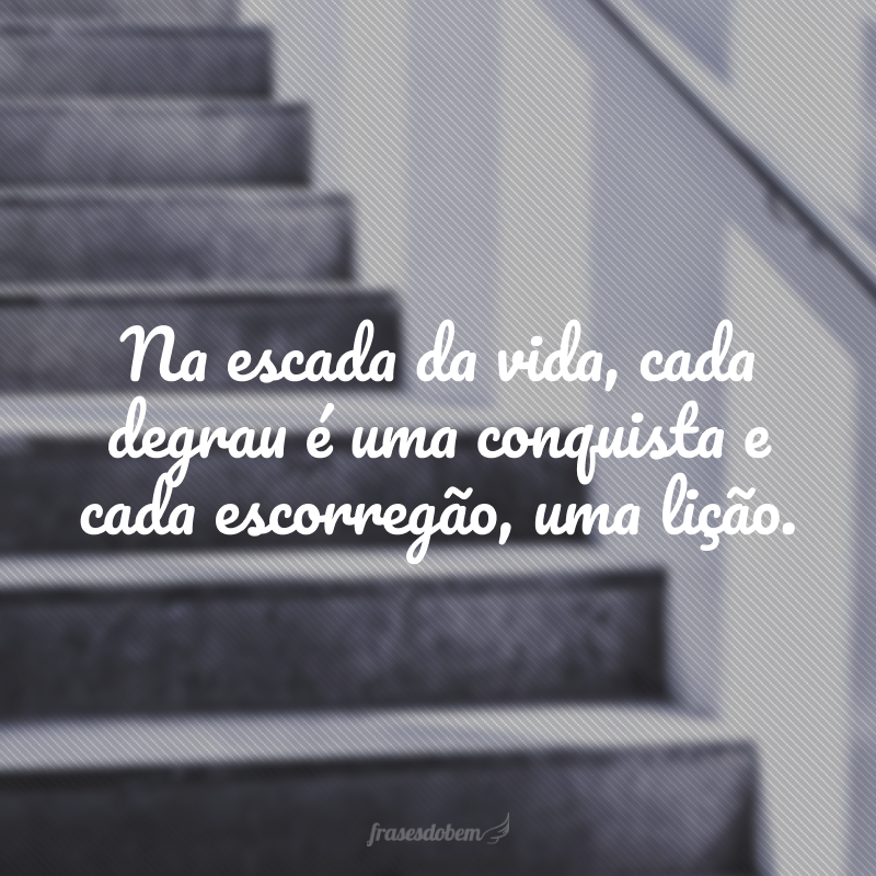 Na escada da vida, cada degrau é uma conquista e cada escorregão, uma lição.