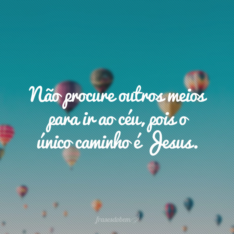 Não procure outros meios para ir ao céu, pois o único caminho é Jesus.