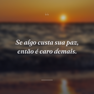 Se algo custa sua paz, então é caro demais.