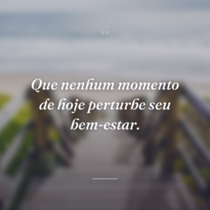 Que nenhum momento de hoje perturbe seu bem-estar.